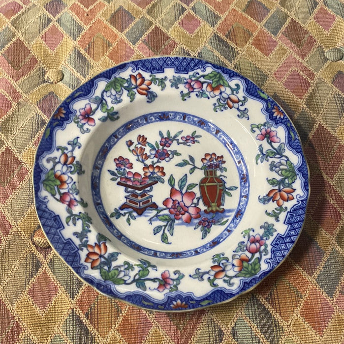 POONA POLYCHROME STAFFORDSHIRE ASIAN FLORAL TRANSFERWARE BOWL