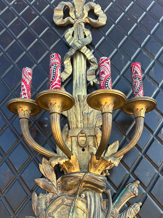LARGE LOUIS XVI BRONZE WALL SCONCE