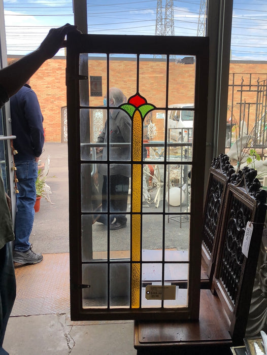 STAINED LEADED GLASS WINDOW