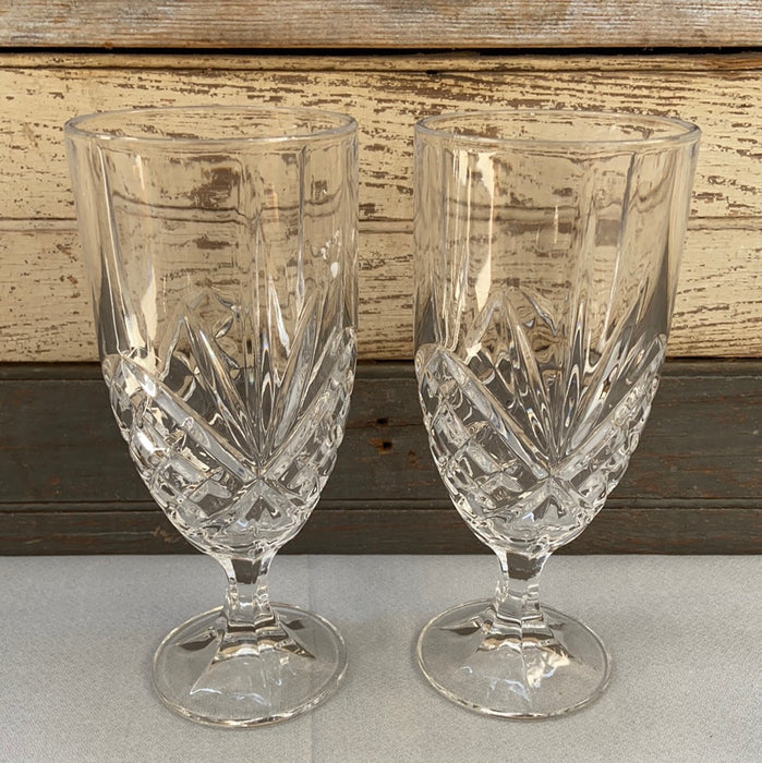 PAIR OF TALL PRESSED GLASS GOBLETS