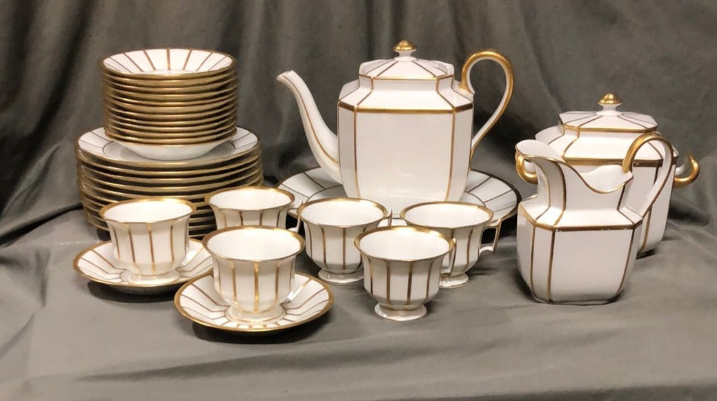 GOLD AND WHITE BELGIAN TEA SET