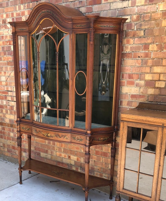 EDWARDIAN DISPLAY CASE WITH PAINTED FLORALS