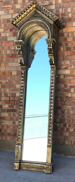 HOODED TALL GILT PAINTED MIRROR