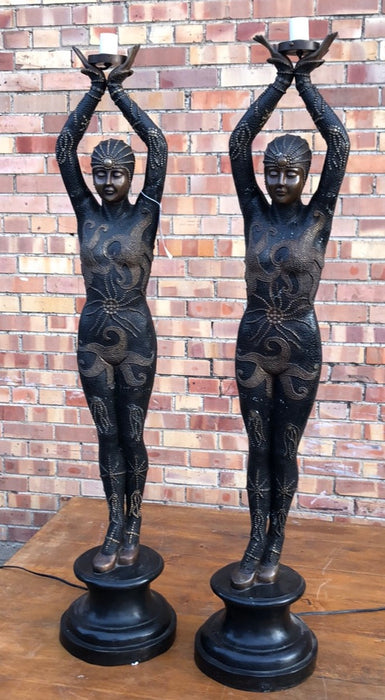 PAIR OF CAST BRONZE FIGURAL LAMPS