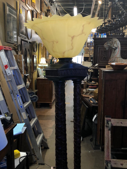 LARGE 1980'S FLOOR LAMP WITH GLASS SHADE