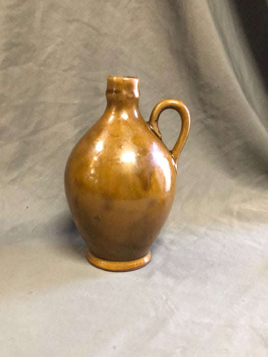 HAND THROWN SMALL BROWN POTTERY CROCK JUG