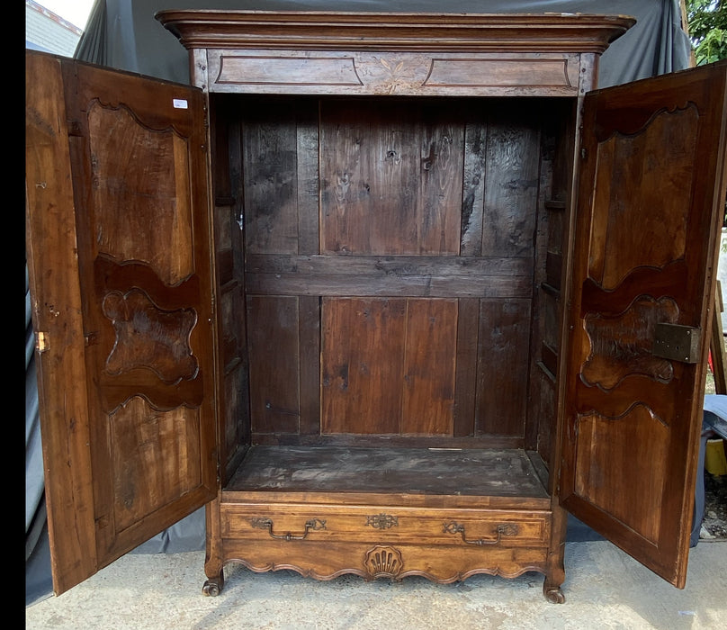 LARGE PEG CONSTRUCTED WALNUT ARMOIRE