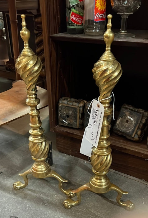 PAIR OF  BRASS ANDIRONS