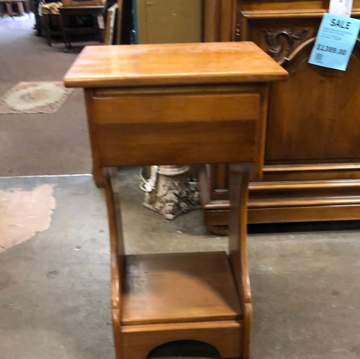 OPEN FRONT VINTAGE BIRCH NIGHT STAND