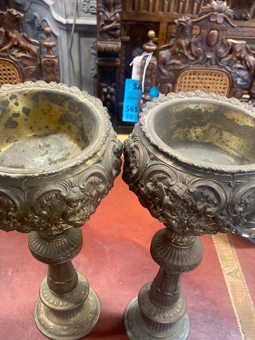 PAIR OF RENAISSANCE REVIVAL SPELTER URNS