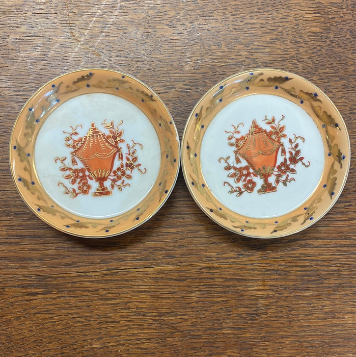 PAIR OF ASIAN COASTERS WITH RED LANTERNS