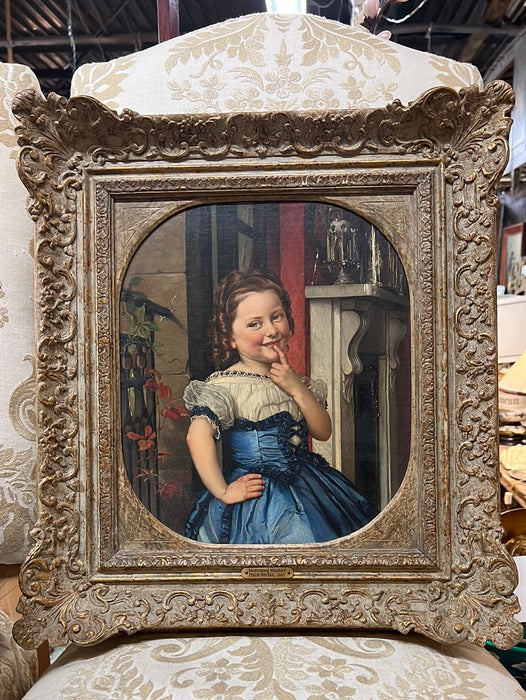 PHILLIP HOYALL 1867 LISTED ARTIST PAINTING OF LITTLE GIRL