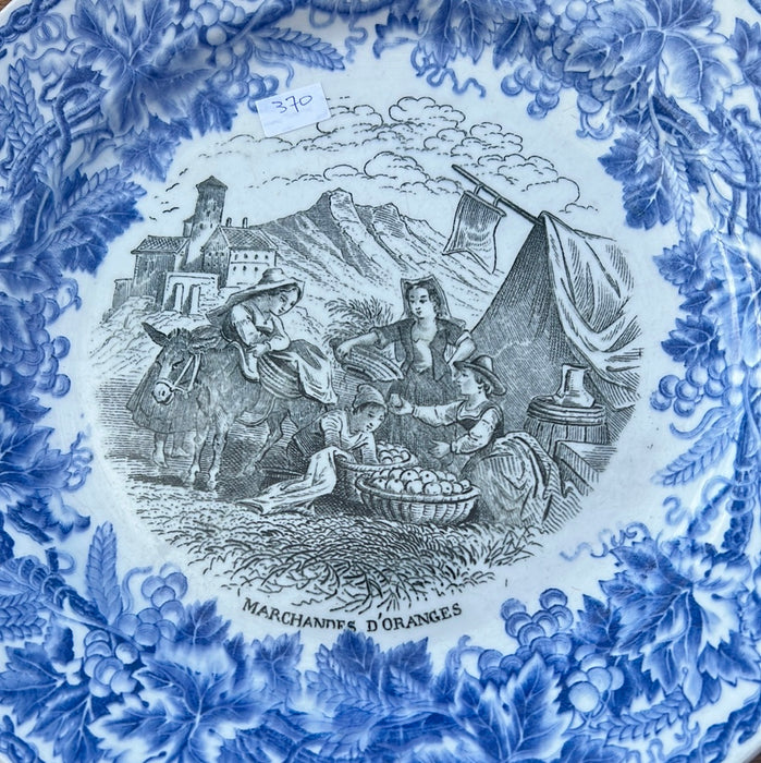 BLUE AND BLACK TRANSFERWARE IRONSTONE PLATE - EACH