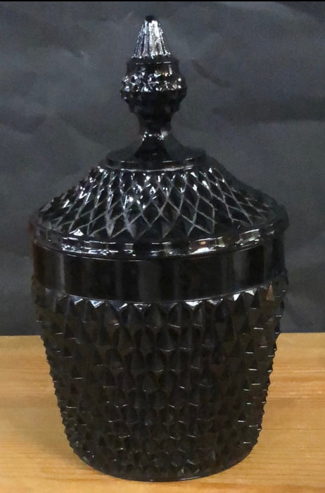 RUBY HOBNAIL GLASS LARGE LIDDED JAR