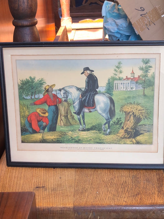 LITHOGRAPH OF GEORGE WASHINGTON AT MT. VERNON