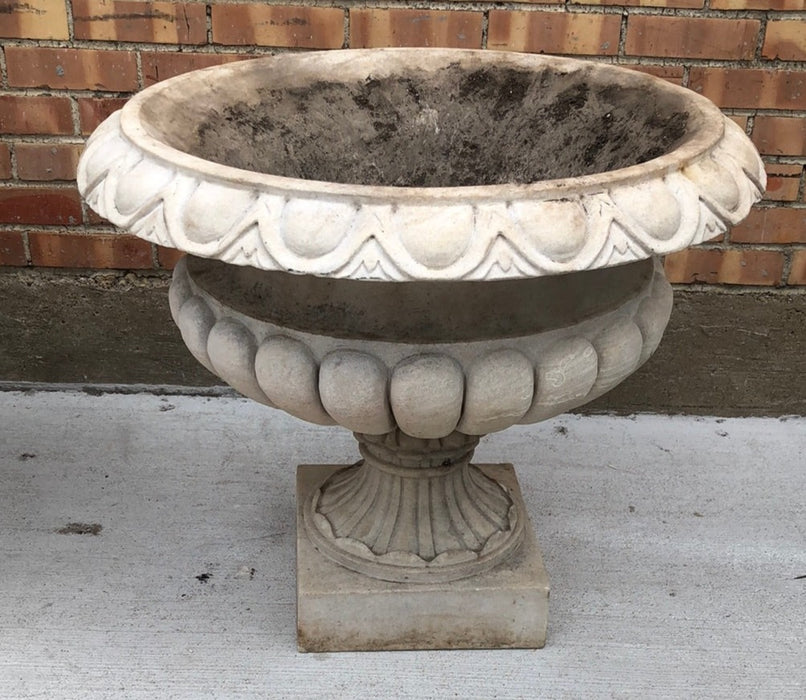 LARGE CARVED STONE PEDESTAL PLANTER