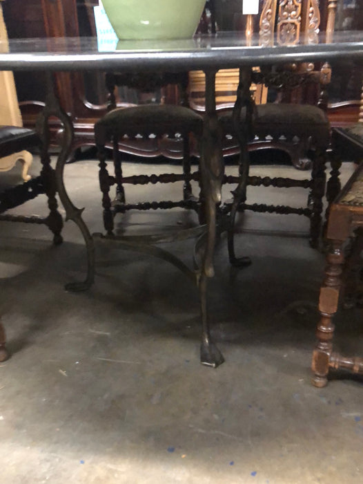 LARGE MARBLE TOP IRON BASE TABLE