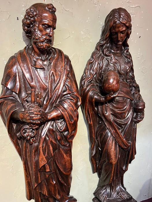 PAIR OF 19TH CENTURY CARVED WOOD SAINT STATUES