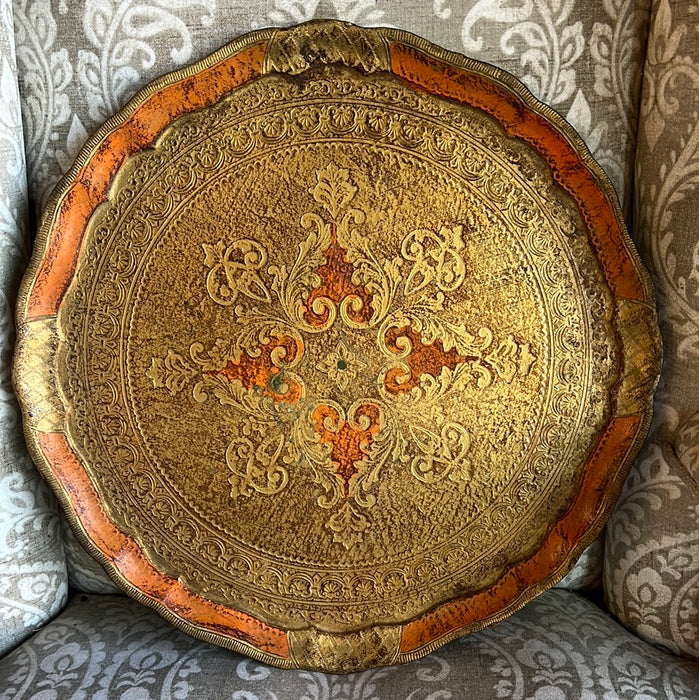 LARGE ROUND FLORENTINE TRAY