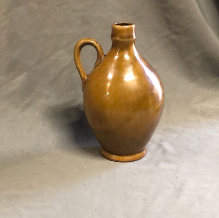 HAND THROWN SMALL BROWN POTTERY CROCK JUG