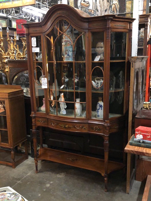 EDWARDIAN DISPLAY CASE WITH PAINTED FLORALS