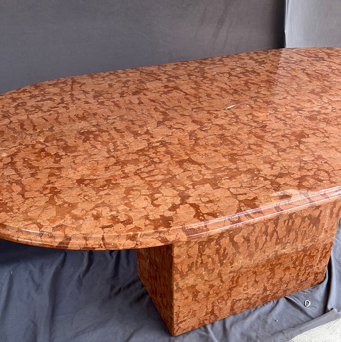 BROWN MARBLE PEDESTAL TABLE