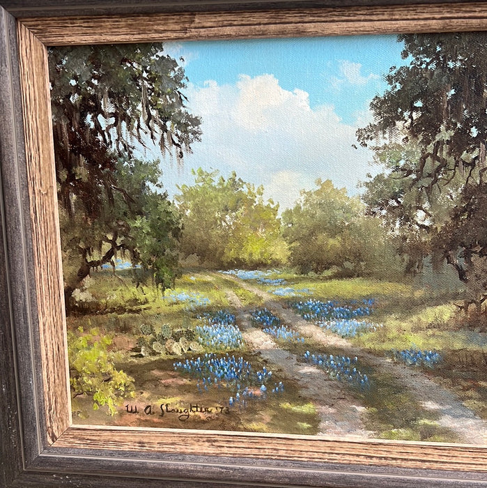 FRAMED BLUEBONNET OIL PAINTING BY SLAUGHTER