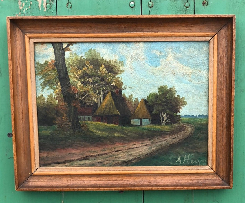 SMALL LANDSCAPE PAINTING WTH HOUSES