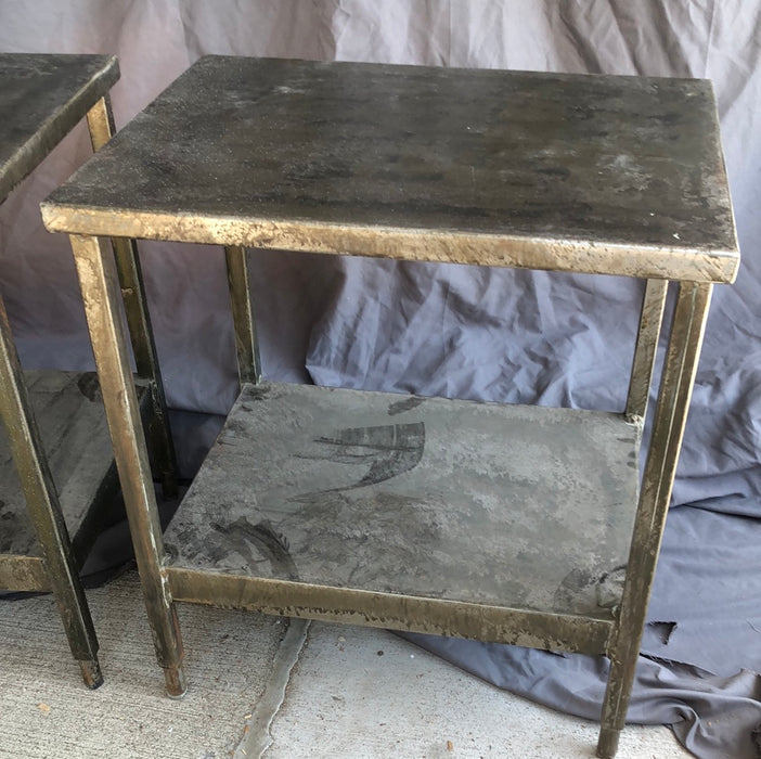 PAIR OF INDUSTRIAL STEEL SIDE TABLES