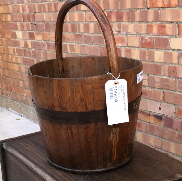 ASIAN WOOD BUCKET AS FOUND