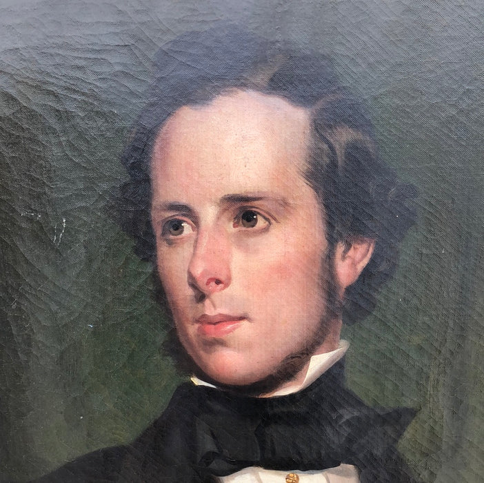 FRAMED EARLY PORTRAIT OIL PAINTING OF GENTLEMAN