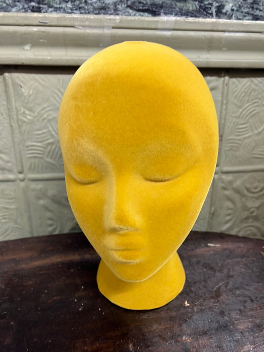 YELLOW FELT COVERED MANNEQUIN HEAD