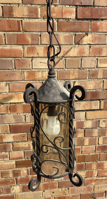 CYLINDRICAL IRON MEDITERRANEAN LANTERN AND CANOPY