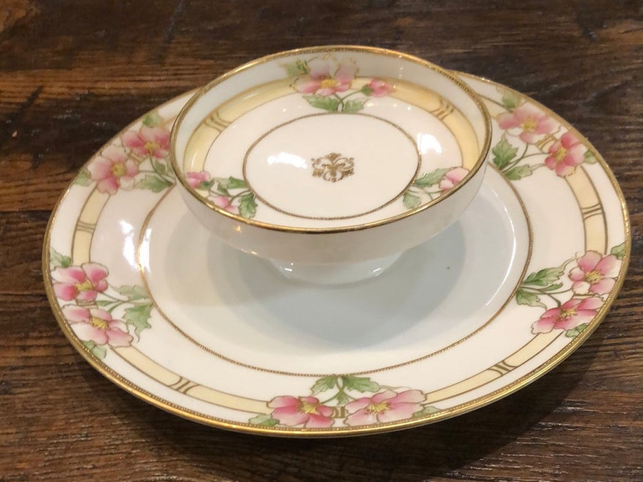 NIPPON HORS D'OEUVRES PORCELIAN PEONIES DISH HAND PAINTED