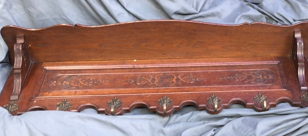 DARK OAK SHELL CARVED WALL SHELF