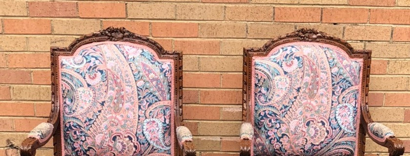 PAIR OF CARVED BACK LOUIS XVI FAUTIEL CHAIRS