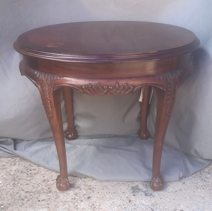 OVAL LAMP TABLE WITH CLAWFEET BY LANE-AS FOUND