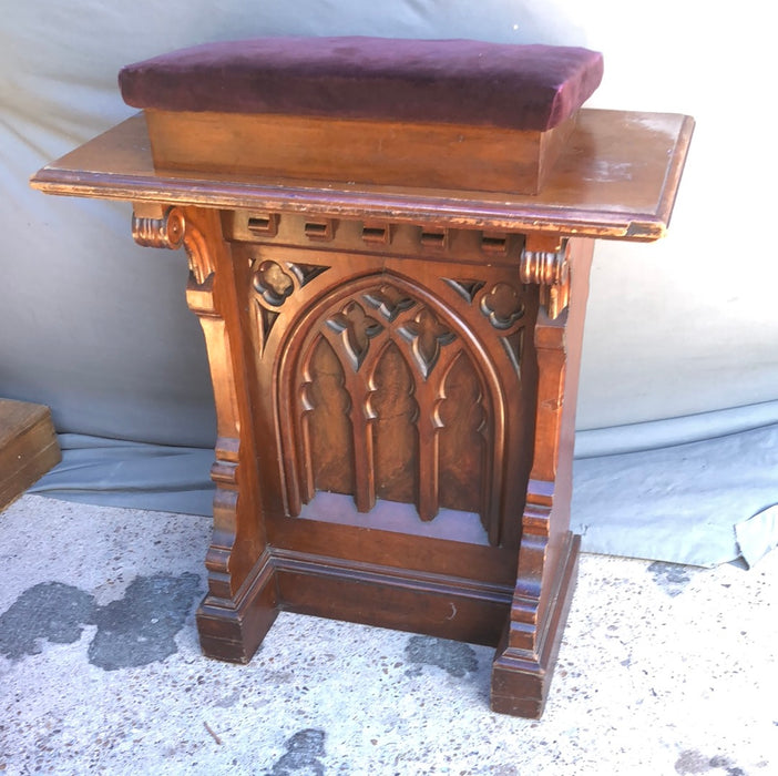 GOTHIC WALNUT PODIUM/PEDESTAL WITH ARCHES CIRCA 1900