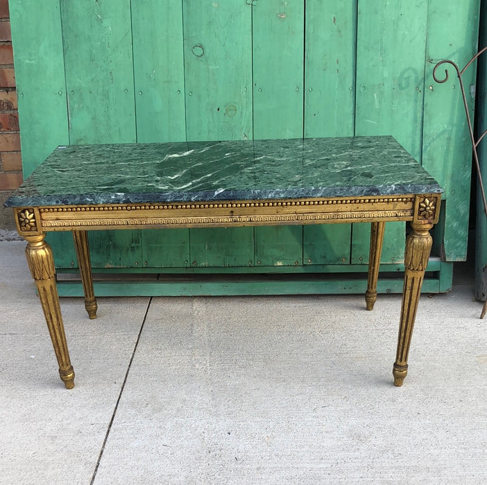 LOUIS XVI GILTWOOD AND MARBLE TOP COFFEE TABLE