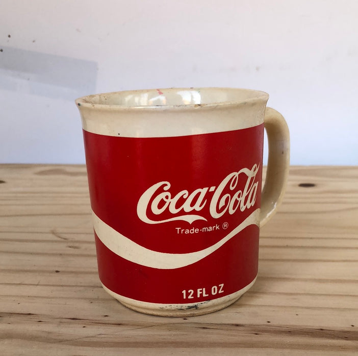 Set of 4 red label Coca-Cola pottery coffee mugs