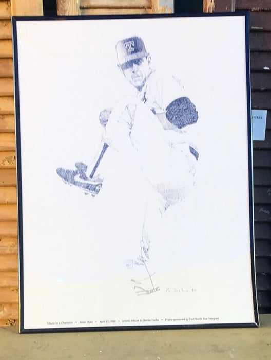 NOLAN RYAN PRINT BY BERNIE FUCHS 1990