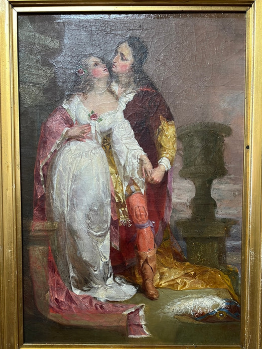 ORNATE GILT FRAMED 19TH CENTURY OIL PAINTING ON CANVAS OF LOVERS