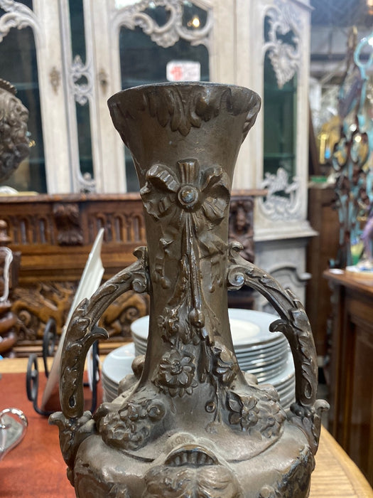 FRENCH SPELTER VASE WITH LADY