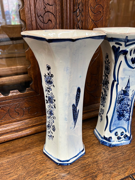 PAIR OF DELFT CHURCH VASES`