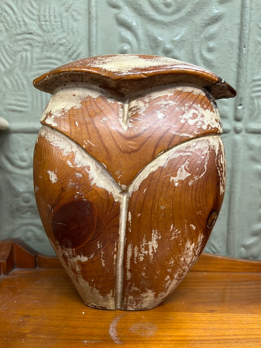 WOODEN OWL WITH BRASS BEAK