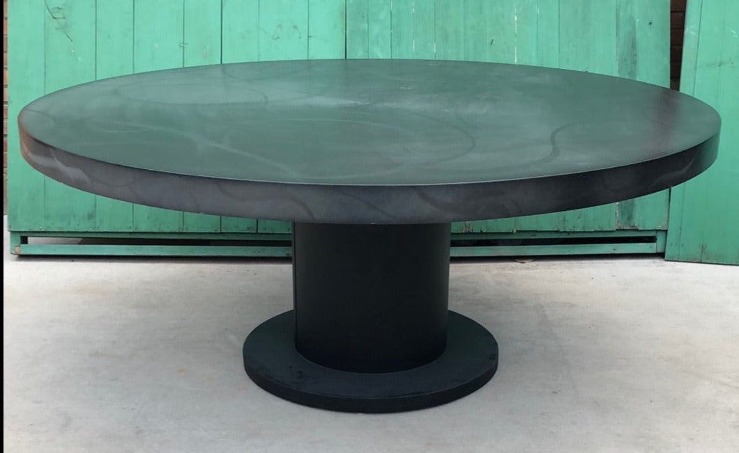 LARGE ROUND METAL DINING TABLE
