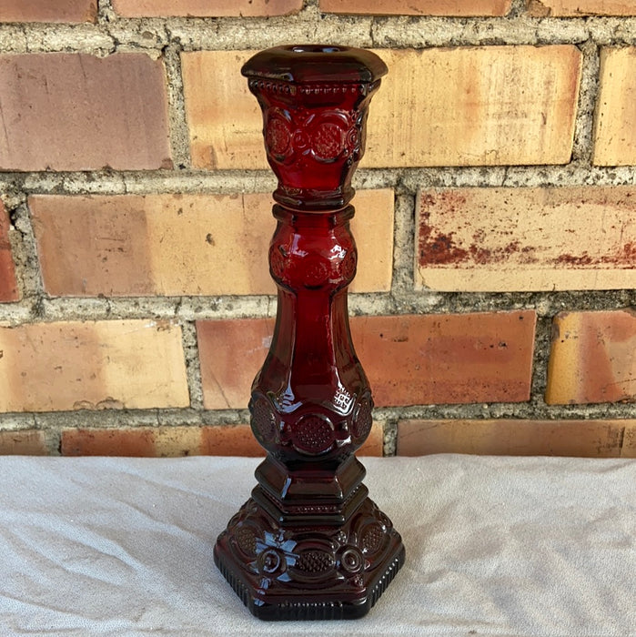 SINGLE RUBY GLASS CANDLE STICK