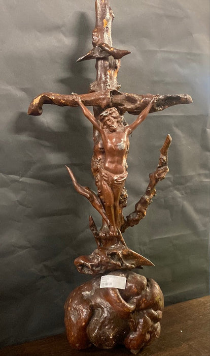 NATURAL WOOD CROSS CRUCIFIXION