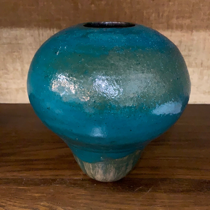 TURQUOISE GLAZED STUDIO POTTERY VASE