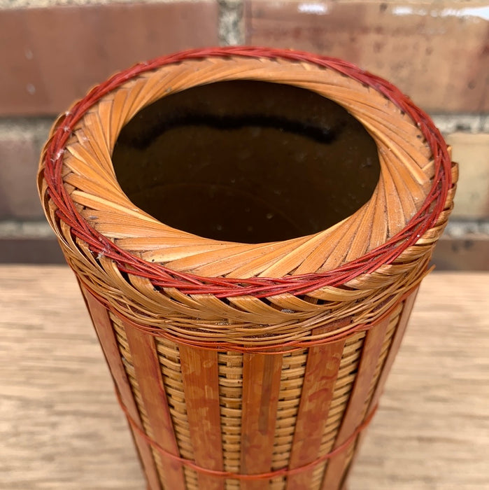 WICKER WRAPPED CERAMIC VESSEL
